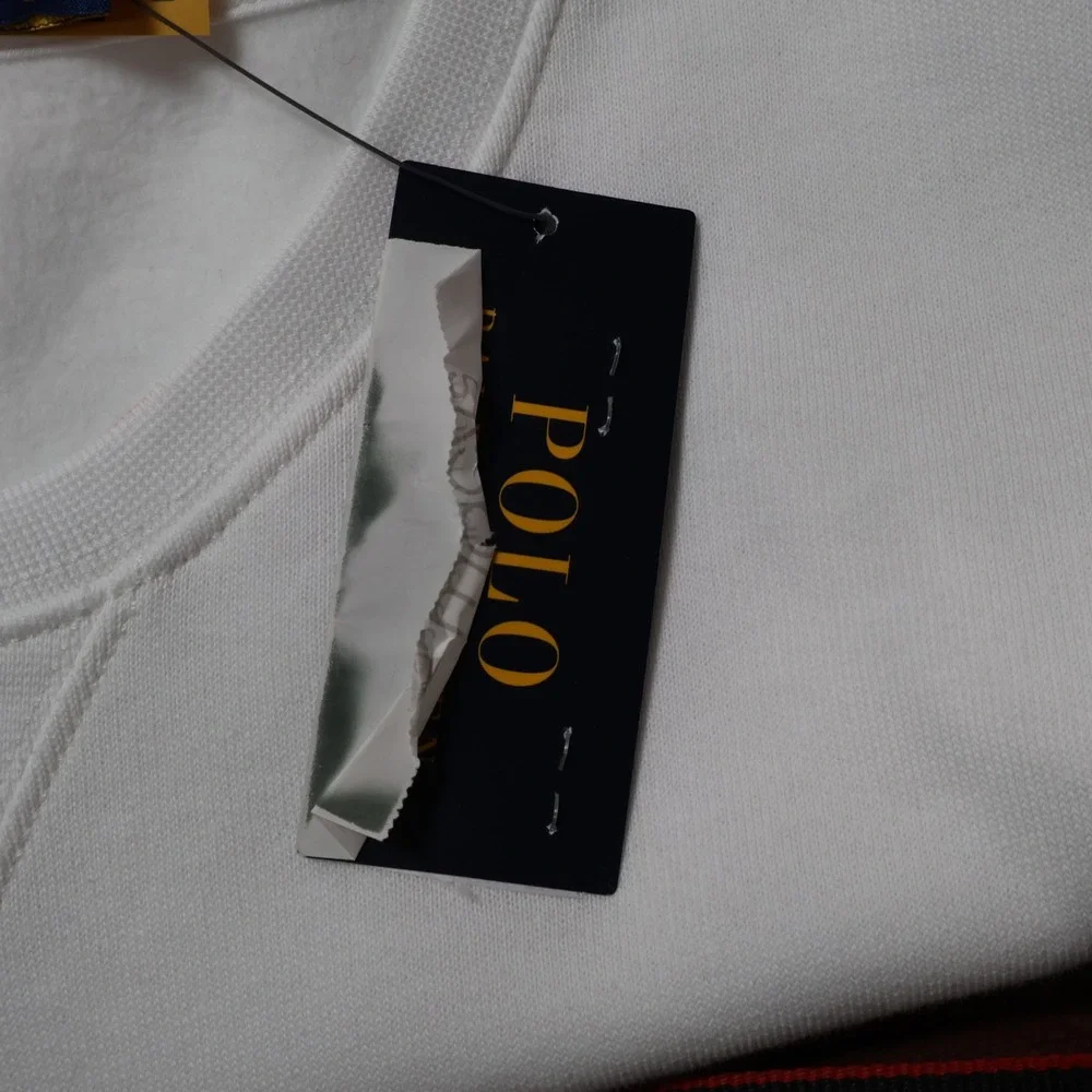 Polo Ralph Lauren Polo Bear Fleece Sweatshirt Men L White Casual Preppy $188 NWT